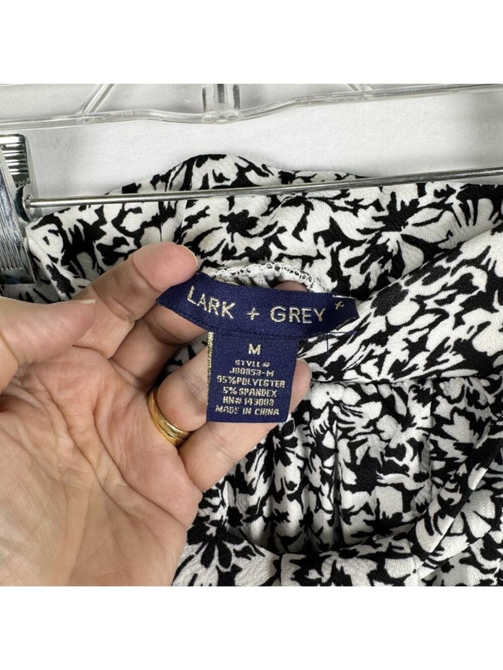 Lark + Grey Floral Black & White Pleated Tie Belt Skirt Size M Polyester Blend - Picture 5 of 9